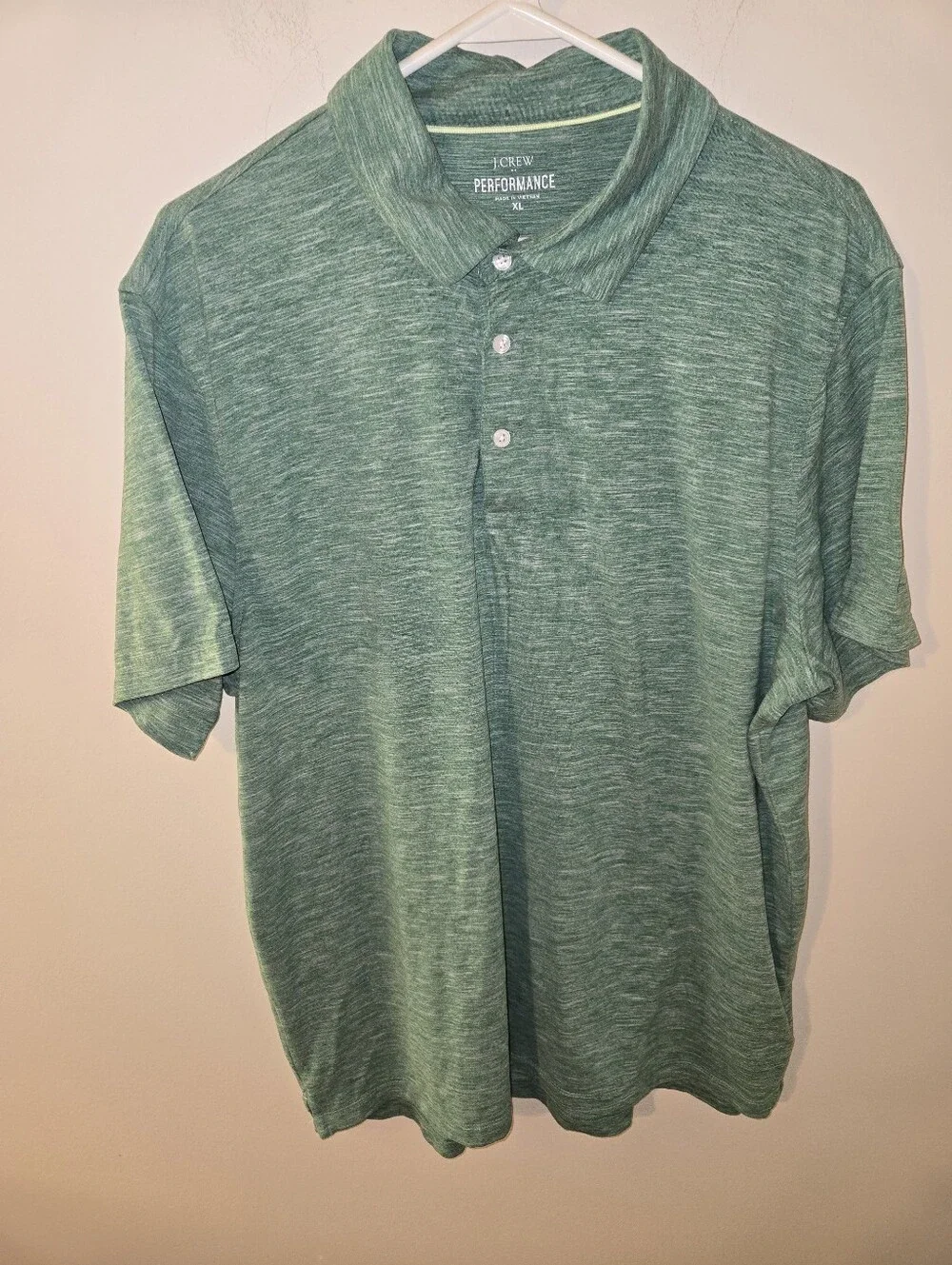 J.Crew Performance Polo Shirt XL Green Heather Short Sleeve Golf Casual